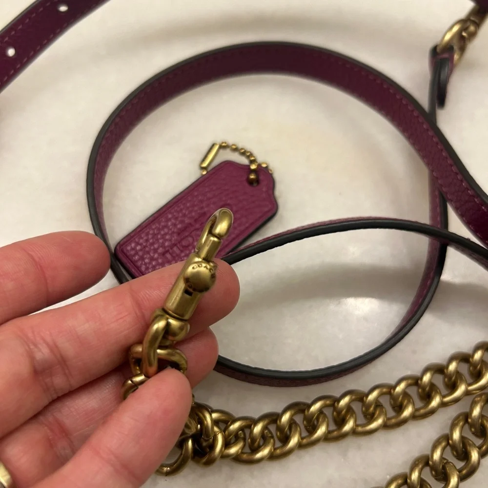 Coach Cassie Magenta Purple Pink Leather Crossbody Bag - Multiple Straps, Chain - Picture 10 of 11